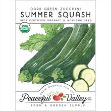 Load image into Gallery viewer, Dark Green Zucchini Summer Squash Seeds (Organic)