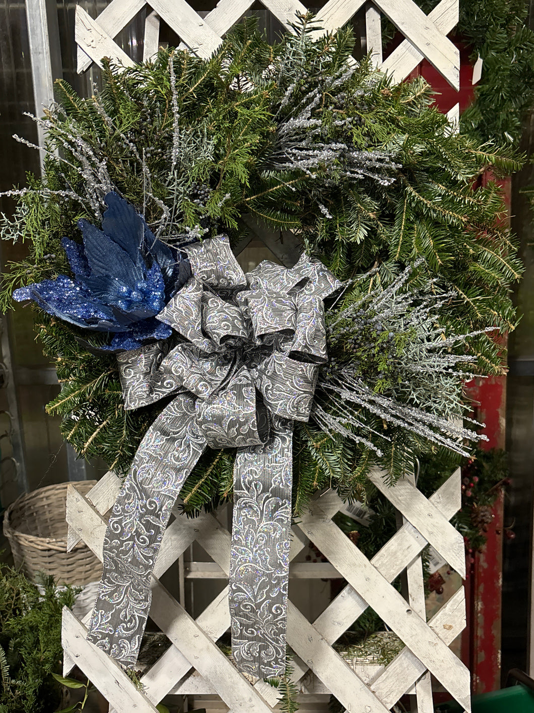 XMAS Custom Wreath- Blue & Silver