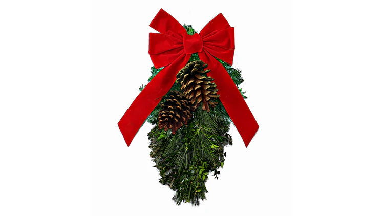 XMAS Mixed Greens Door Swag- Decorated