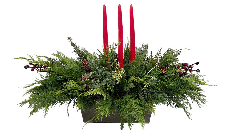 XMAS Premium Mixed Centerpiece w/Candle