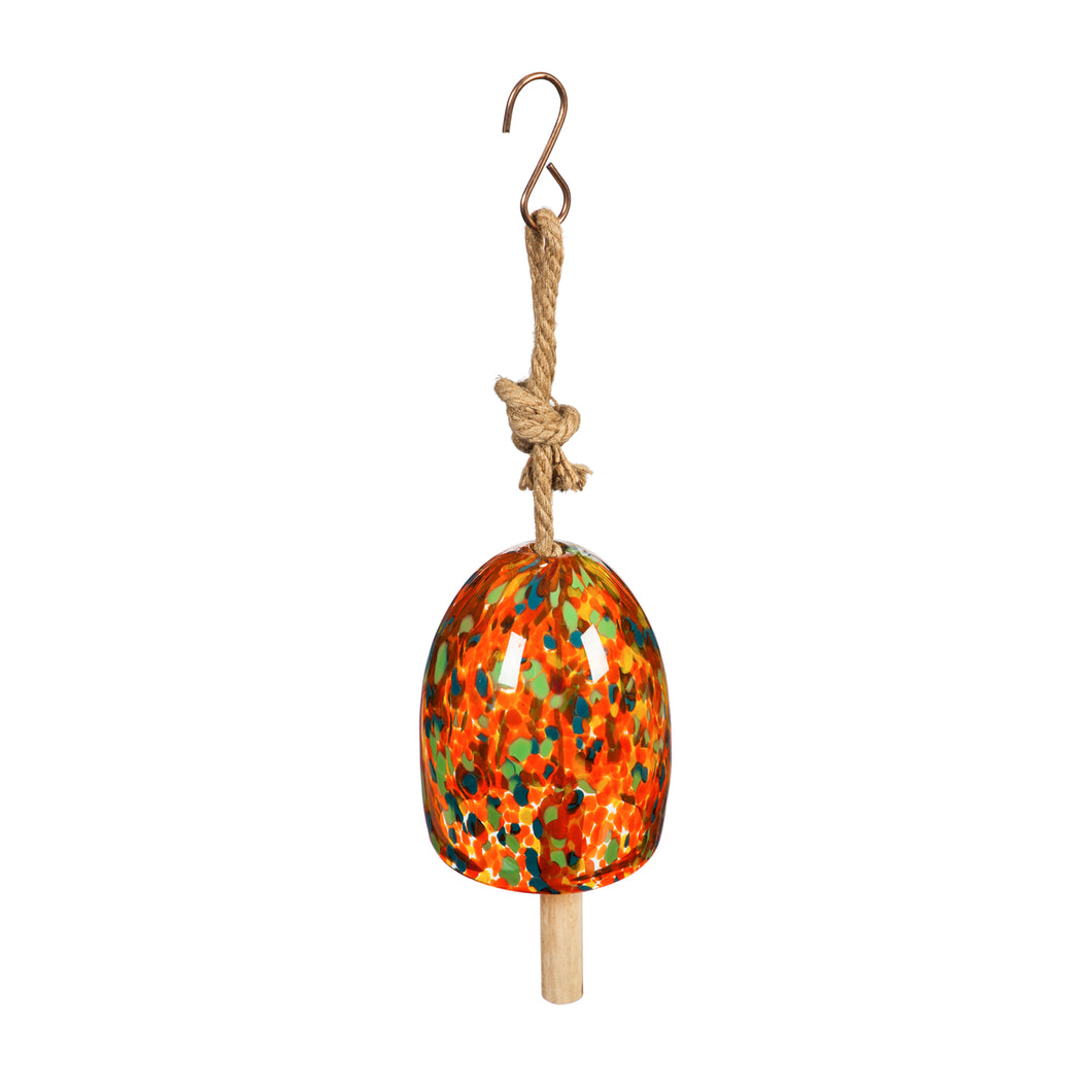 Speckle Orange Art Glass Bell